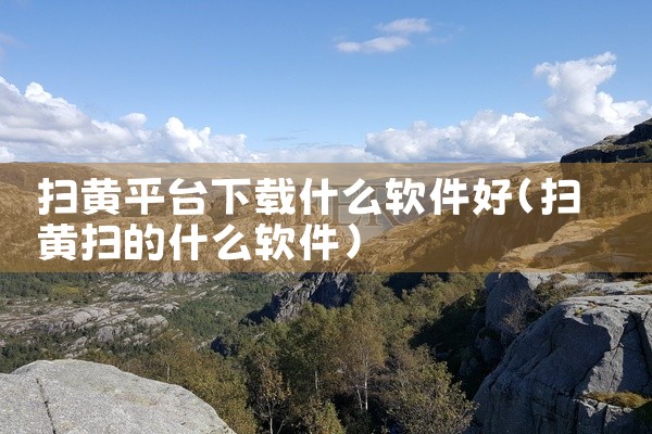 扫黄平台下载什么软件好