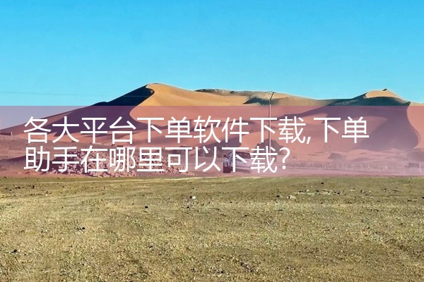 各大平台下单软件下载