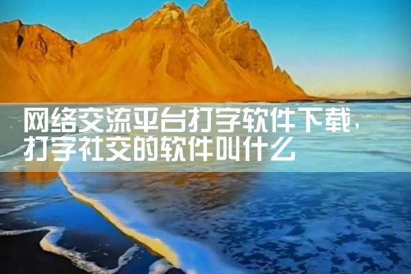 网络交流平台打字软件下载