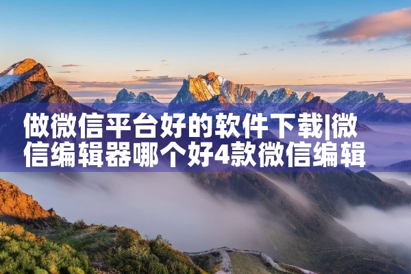 做微信平台好的软件下载