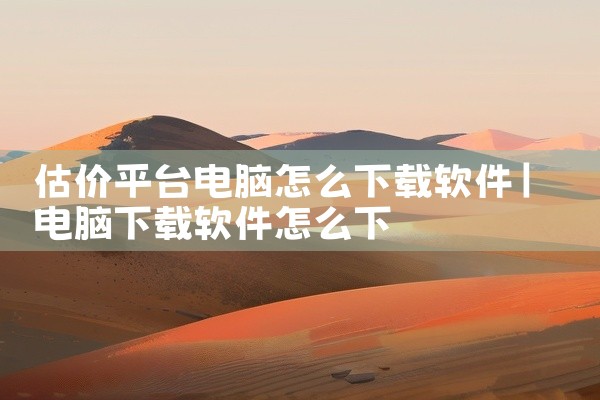 估价平台电脑怎么下载软件